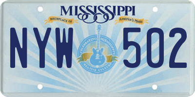 MS license plate NYW502