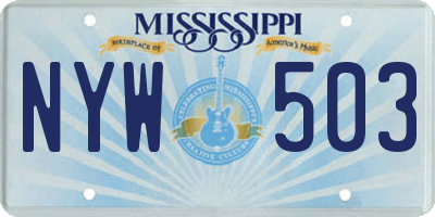 MS license plate NYW503