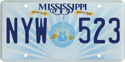 MS license plate NYW523