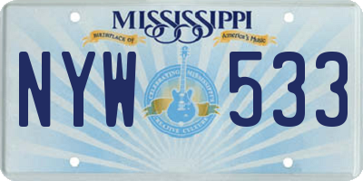 MS license plate NYW533
