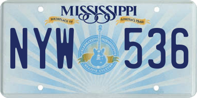 MS license plate NYW536