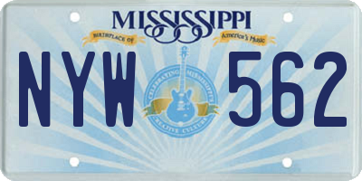 MS license plate NYW562
