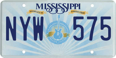 MS license plate NYW575