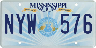 MS license plate NYW576