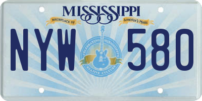 MS license plate NYW580