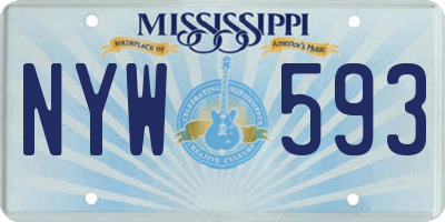 MS license plate NYW593