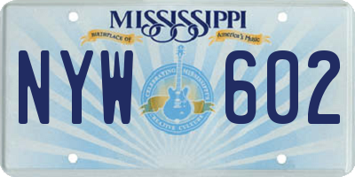 MS license plate NYW602