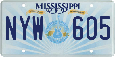 MS license plate NYW605