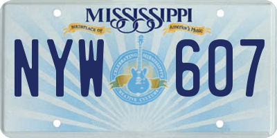 MS license plate NYW607