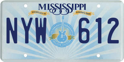MS license plate NYW612