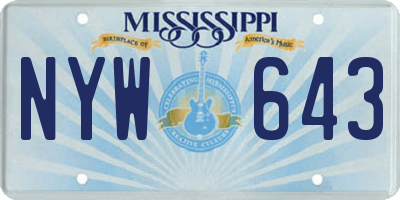 MS license plate NYW643