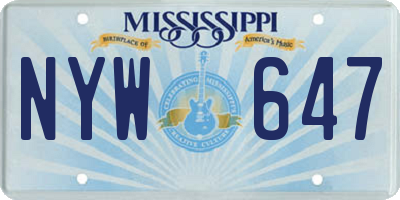 MS license plate NYW647