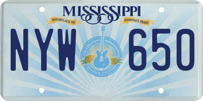 MS license plate NYW650