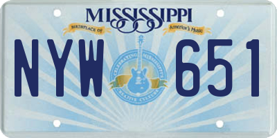 MS license plate NYW651