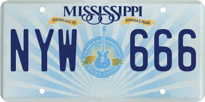 MS license plate NYW666