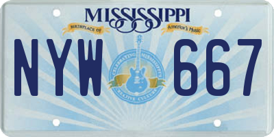 MS license plate NYW667