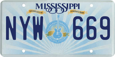 MS license plate NYW669