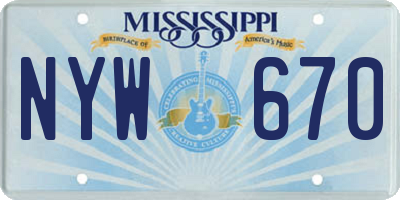 MS license plate NYW670