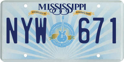MS license plate NYW671