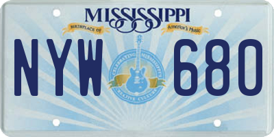 MS license plate NYW680