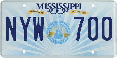 MS license plate NYW700
