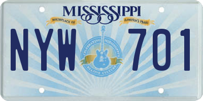 MS license plate NYW701