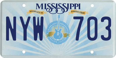 MS license plate NYW703