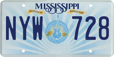 MS license plate NYW728