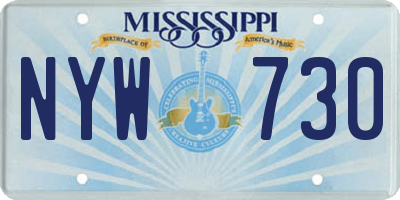 MS license plate NYW730