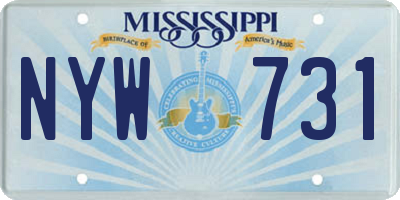 MS license plate NYW731
