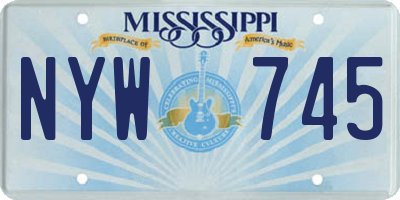 MS license plate NYW745