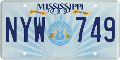 MS license plate NYW749