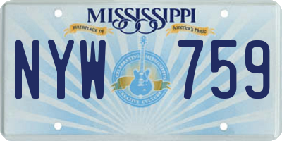 MS license plate NYW759