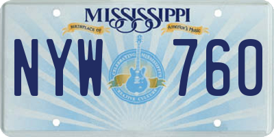 MS license plate NYW760