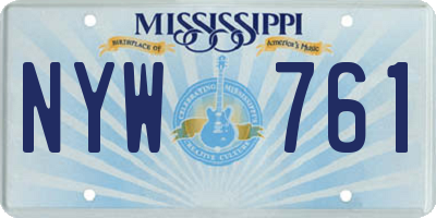 MS license plate NYW761