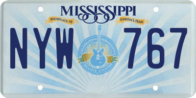 MS license plate NYW767