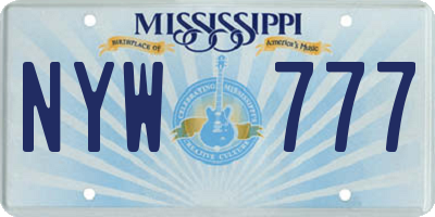 MS license plate NYW777