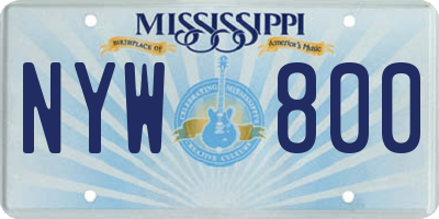 MS license plate NYW800