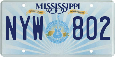 MS license plate NYW802
