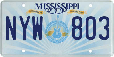 MS license plate NYW803