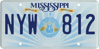 MS license plate NYW812