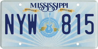 MS license plate NYW815