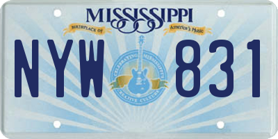 MS license plate NYW831