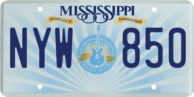 MS license plate NYW850