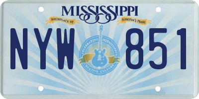 MS license plate NYW851