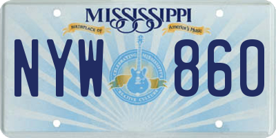 MS license plate NYW860