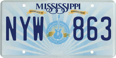 MS license plate NYW863