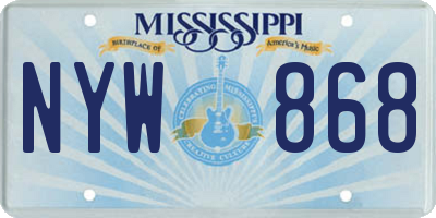 MS license plate NYW868
