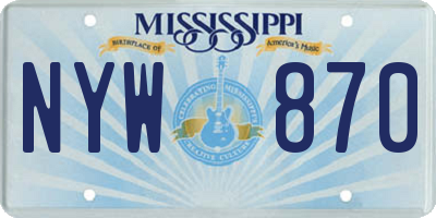 MS license plate NYW870