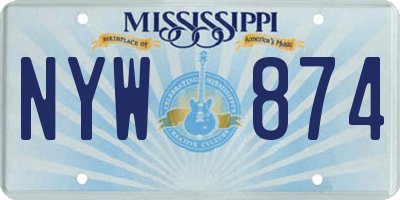 MS license plate NYW874